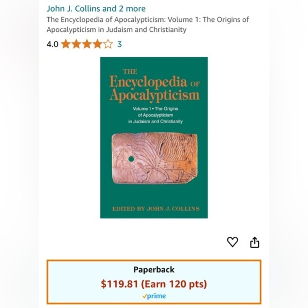 The Encyclopedia of Apocalypticism Volume 1 Hardback by John J Collins - EUC